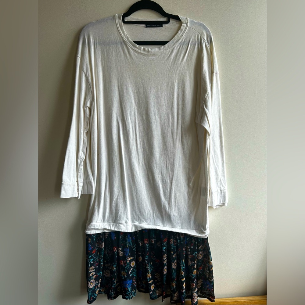 Mixed Media Cotton & Floral Skirt Dress